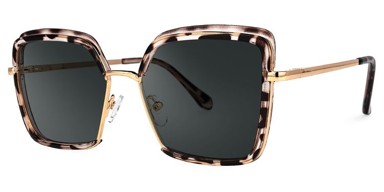 Chris Schwarz-Tortoise Quadratisch Sonnenbrille