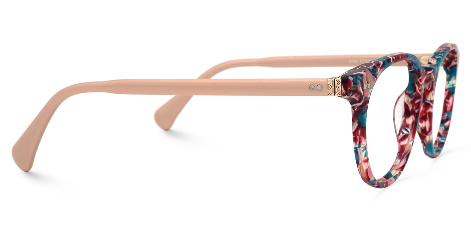 Taletta Blumenmuster-Rot Rund Brille2
