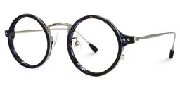 Hadassah Blaue Blumenmuster Runde Brille1