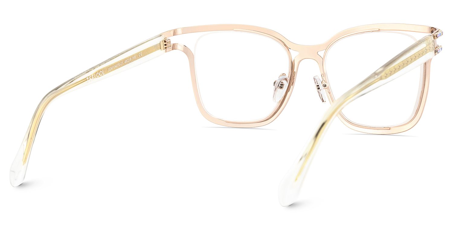 Shine Gold Quadratisch Metall Brille4
