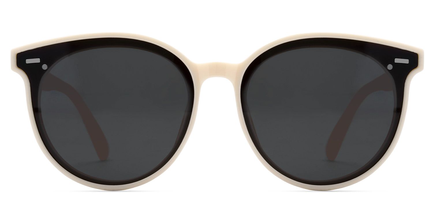 Percia Round Weiß Beige Sonnenbrille mit Sehstärke | ZEELOOL0