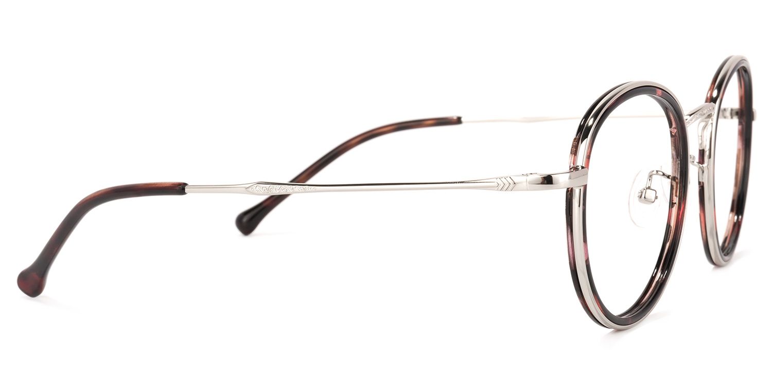 Yahya Blumendruck-Rosa Rund Brille2