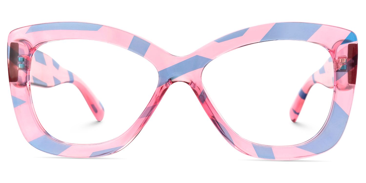 Xanthus Blau Rosa Schmetterling-Form Brille0