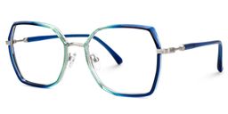 Burt Blau-Grün Geometrisch Brille1