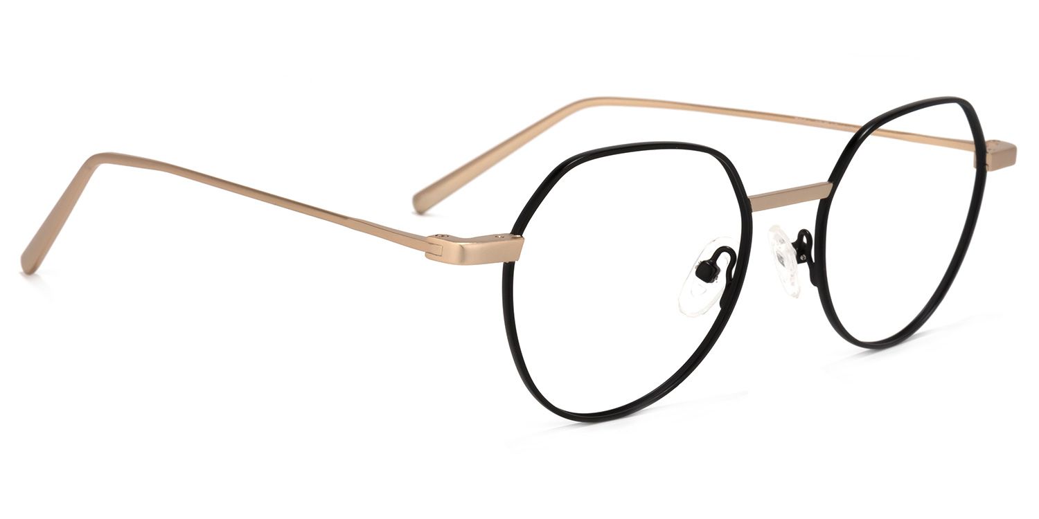 Wilder Schwarz-Gold Rund Brille2