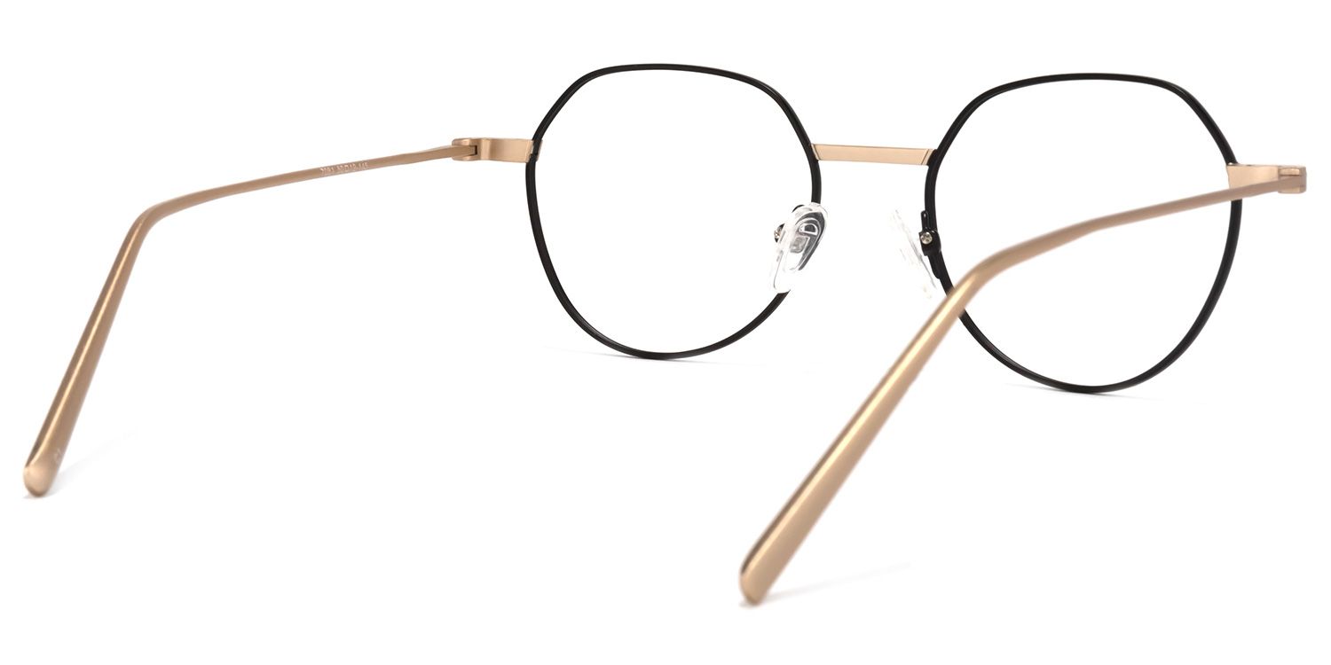 Wilder Schwarz-Gold Rund Brille4