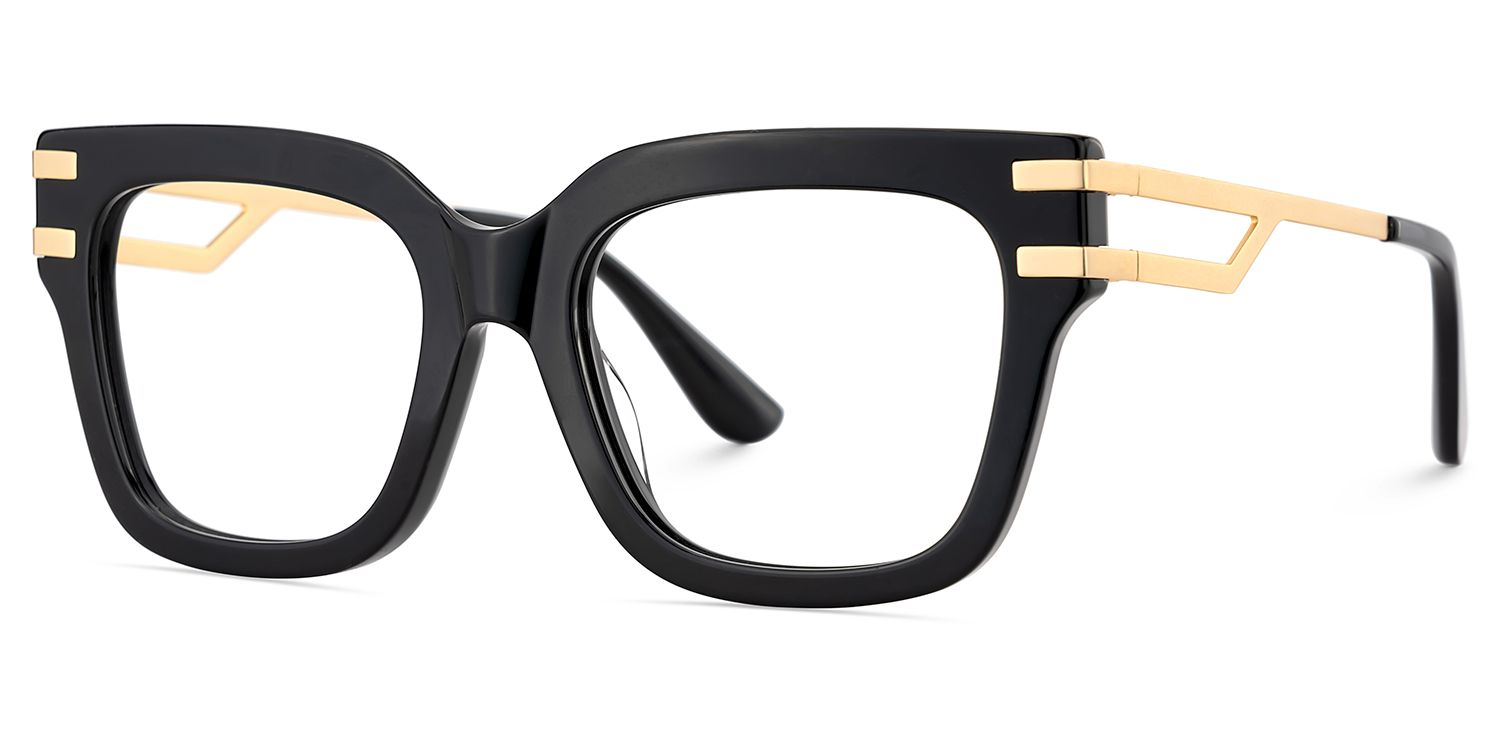 Lidia Schwarz Quadratisch Gemischte-Materialien Brille4