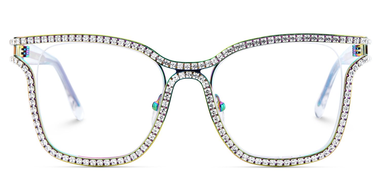 Shine Bunt Quadratisch Metall Brille2