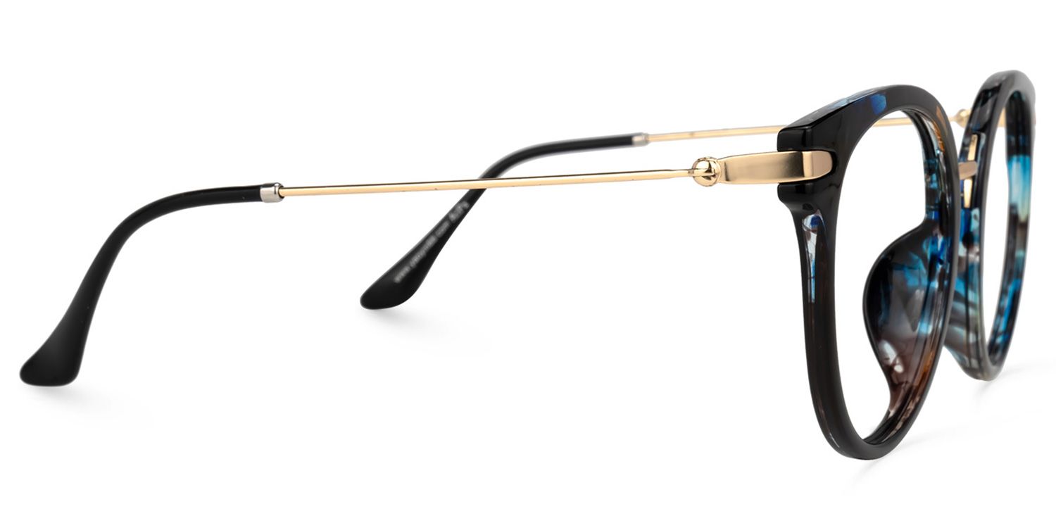 Liz Schwarz Blumenmuster Cateye Brille3