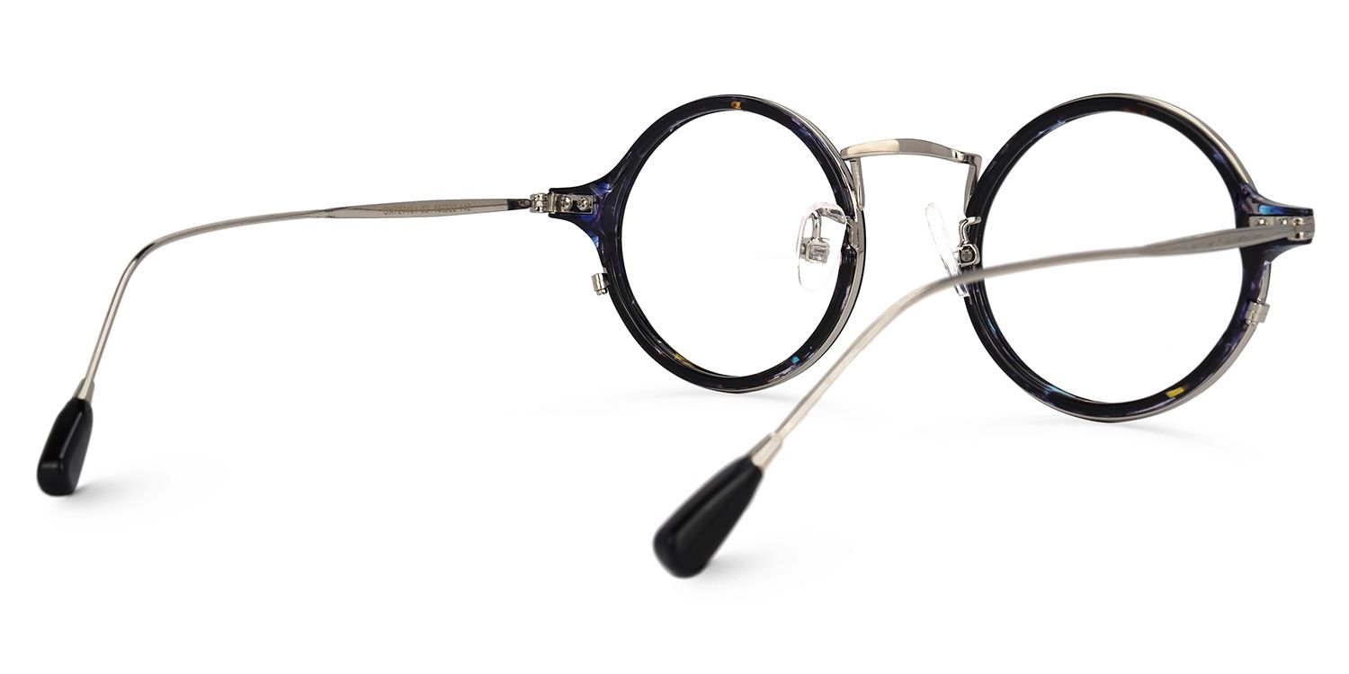Hadassah Blaue Blumenmuster Runde Brille3