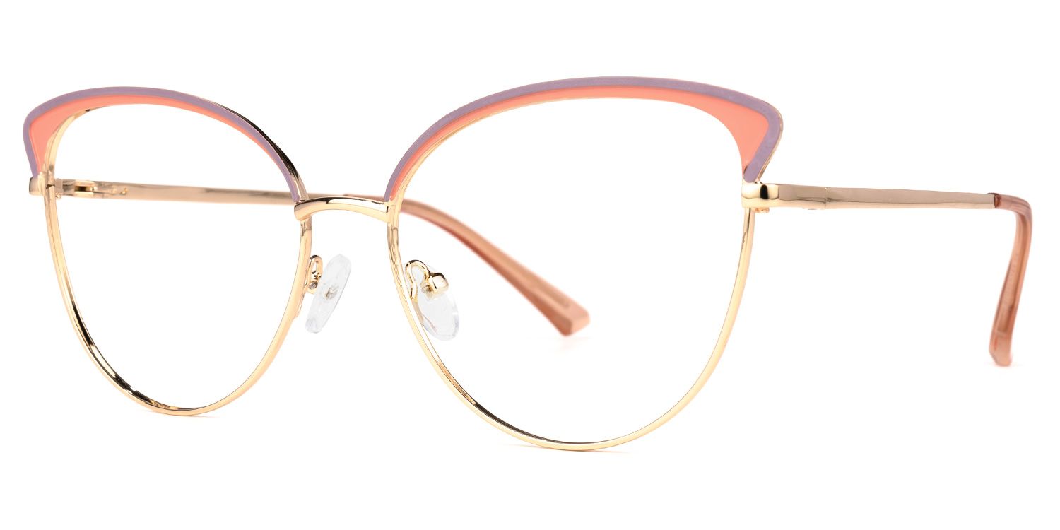 Yanira Gold-Orange Cateye Brille1