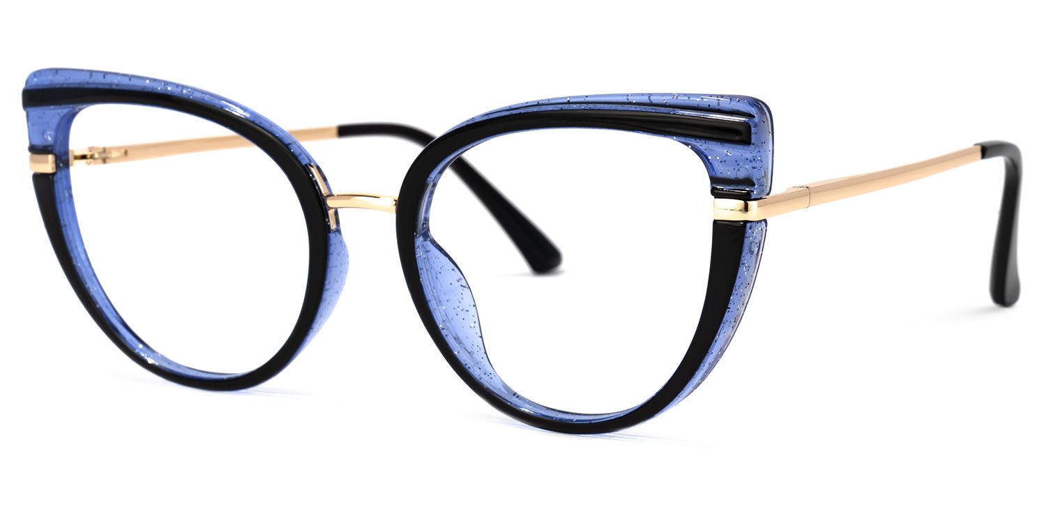 Acacia Schwarze Blaue Cateye Brille1