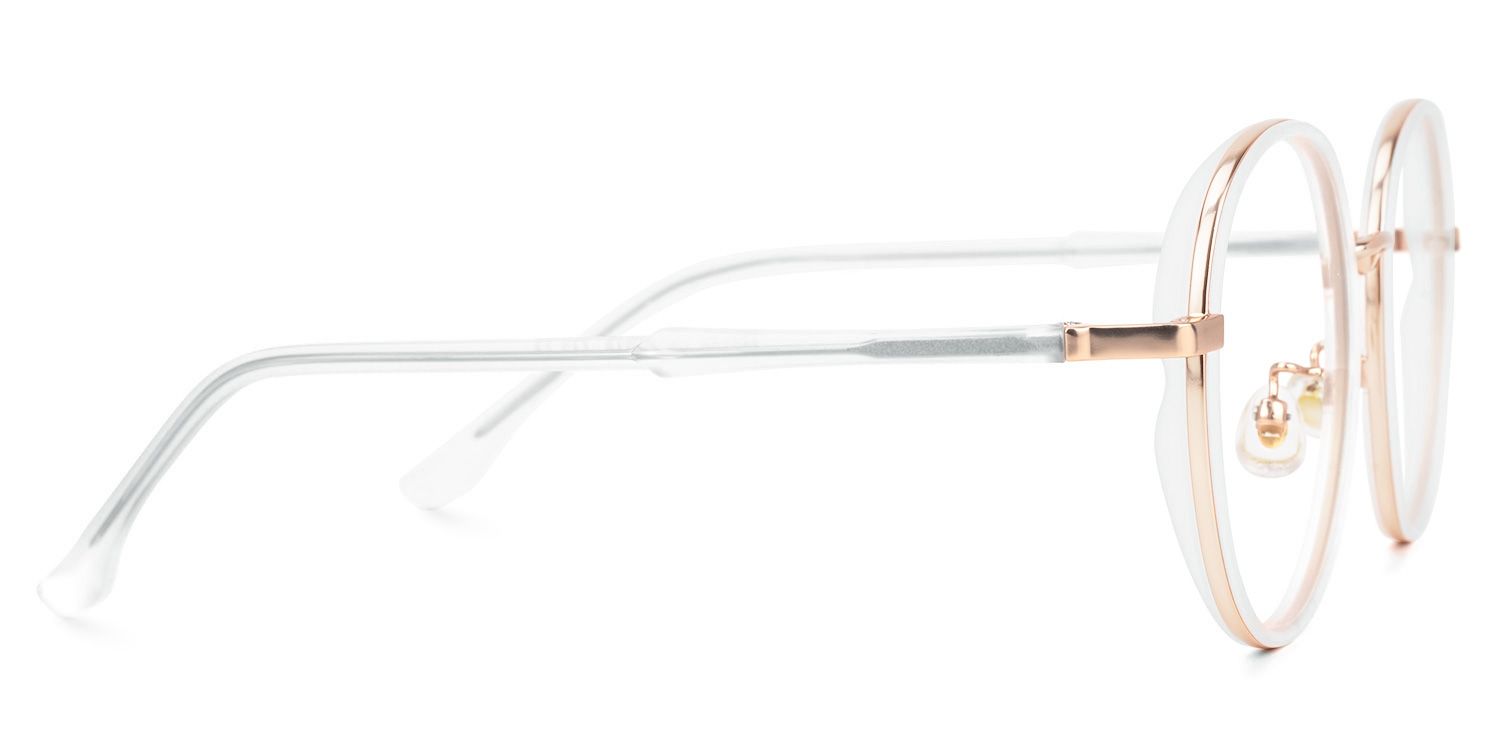 Nakita Weiß-Gold Rund Brille3