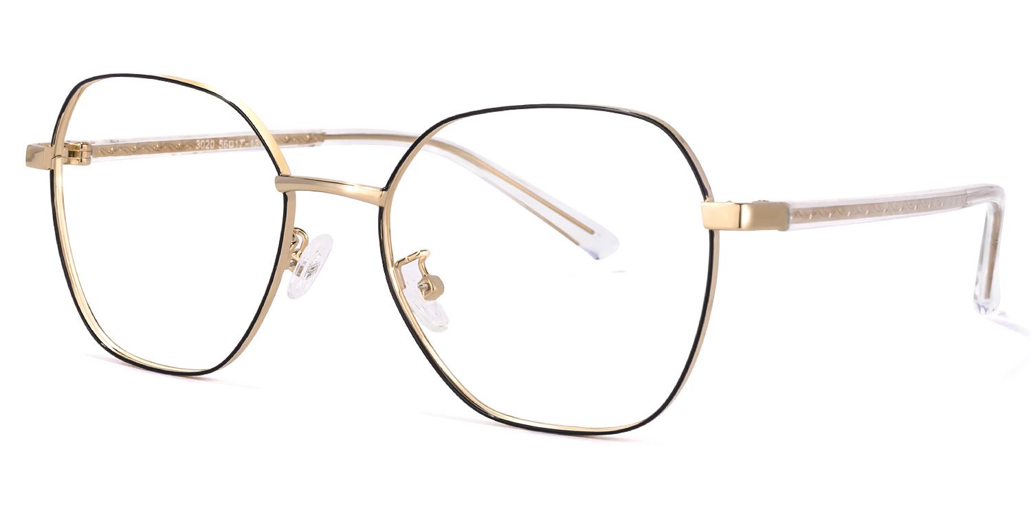 Perry Schwarz-Gold Geometrisch Brille1