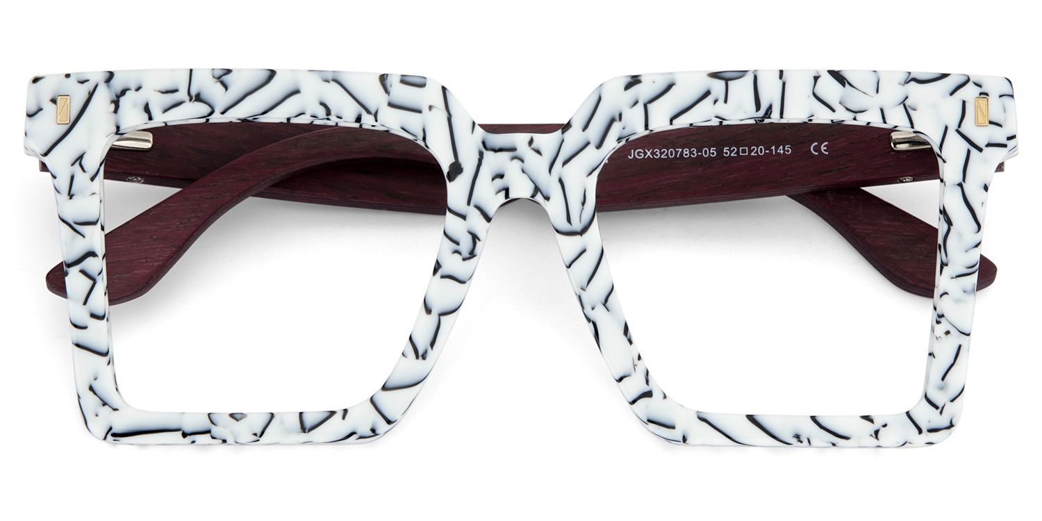 Pierre Weiß-Blumendruck Quadratisch Gemischte-Materialien Brille1