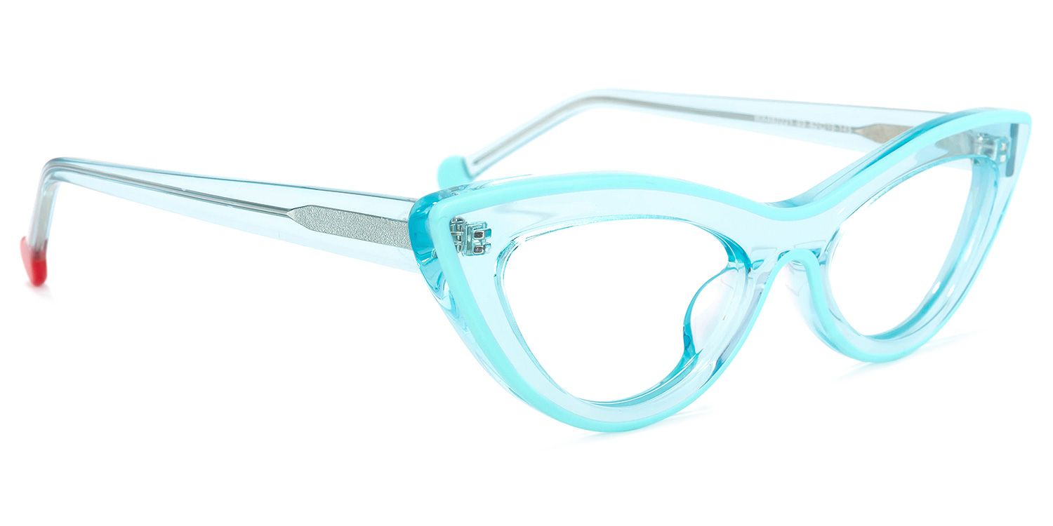 Yuki Blau Klar Cateye Brille2