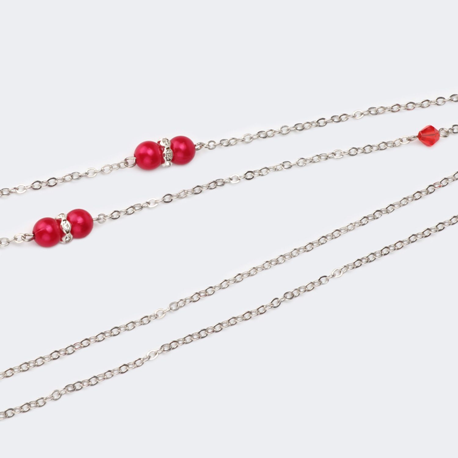 Fannie Silber-Rot Brillenkette2