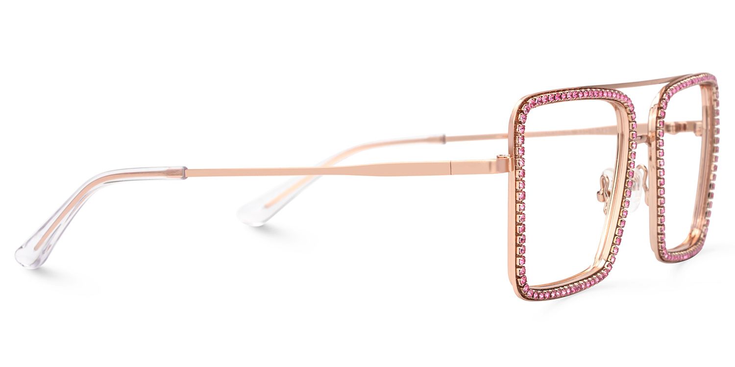 Diva Rosa-Gold Quadratisch Metall Brille3