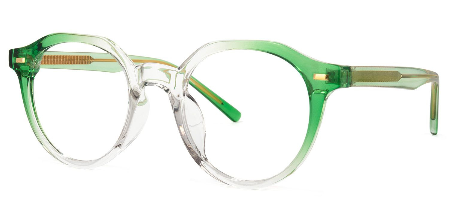 Ysabel Grün Klar Rund Brille1