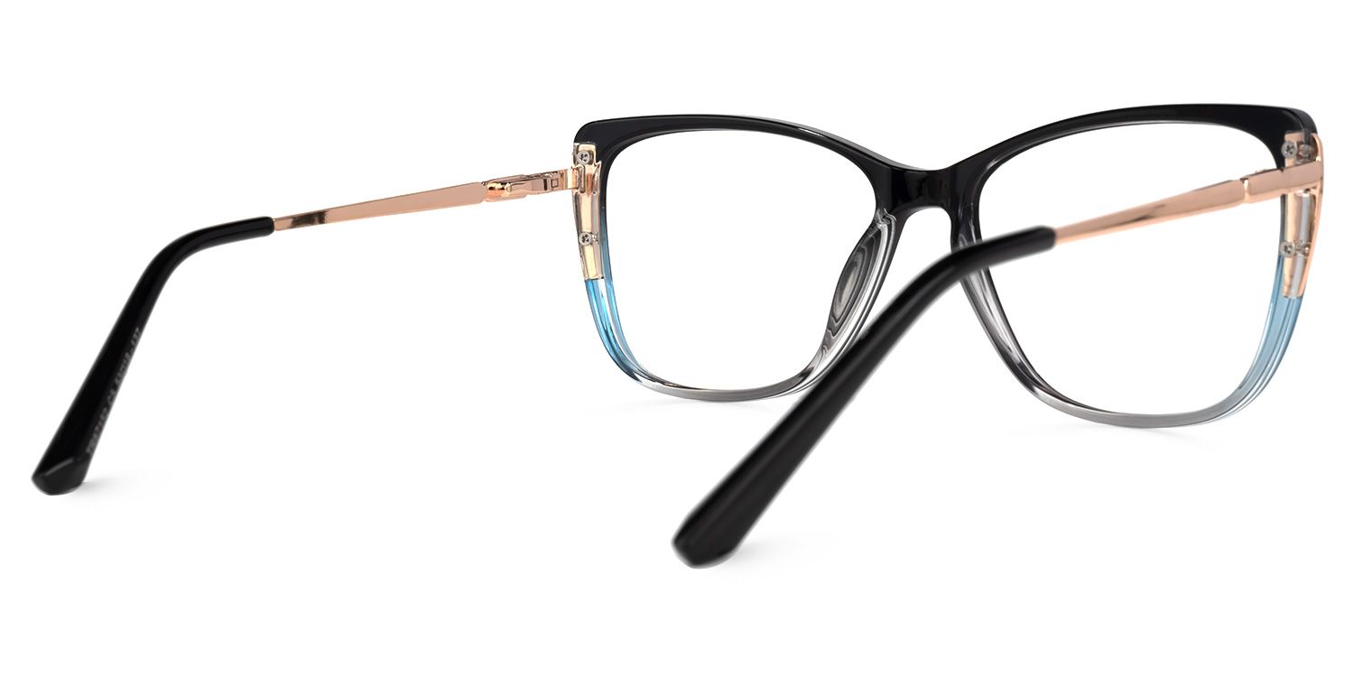 Cloris Schwarz-Blau Cateye Brille2