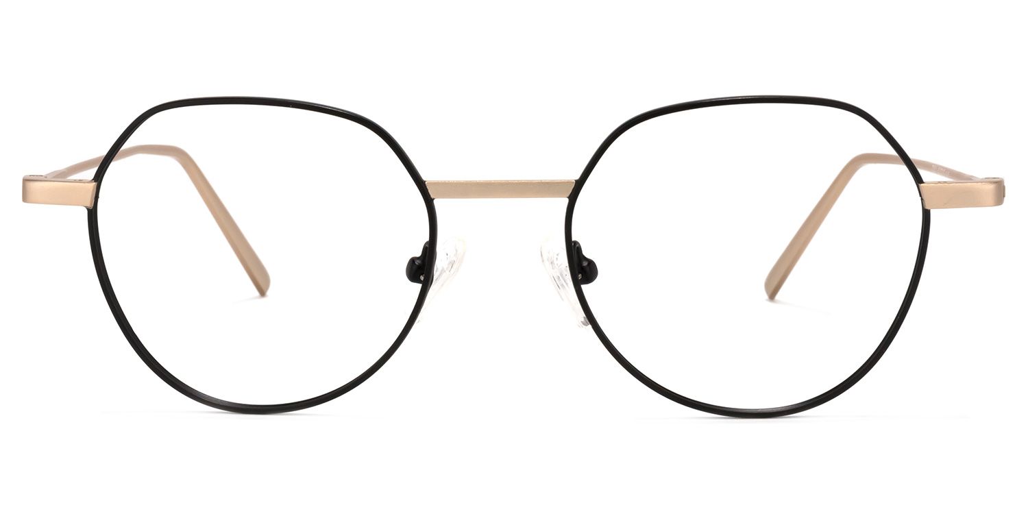 Wilder Schwarz-Gold Rund Brille0