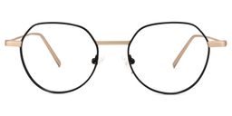 Wilder Schwarz-Gold Rund Brille0
