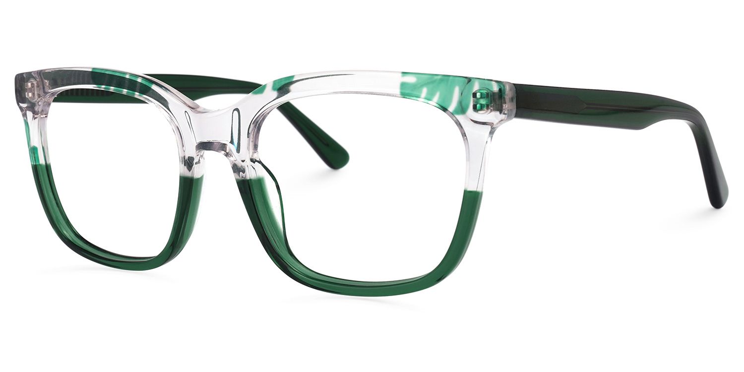 Kriss Grüne Blumenmuster Quadratische Brille1