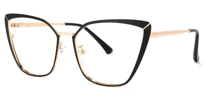 Rila Schwarz Gold Cateye Brille1