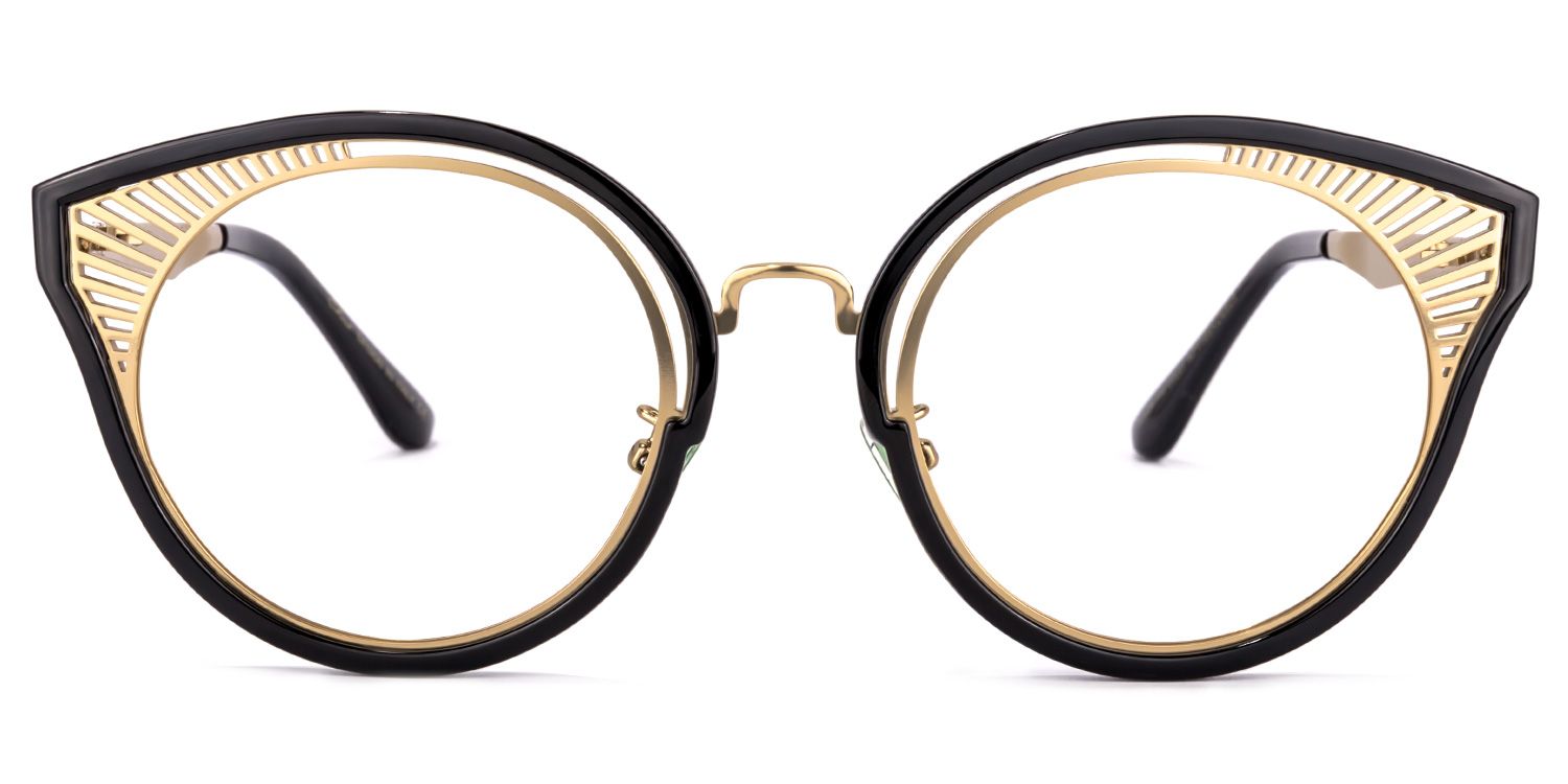 Wiktoria Schwarz Gold Cat Eye Brille0