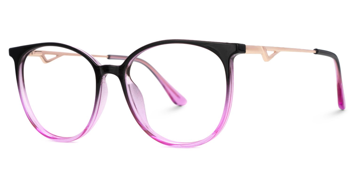 Babbage Schwarz-Lila Rund Gemischte Materialien Brille2