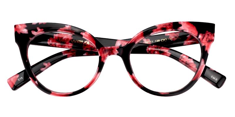 Miya Rot Blumenmuster Cat Eye Brille1