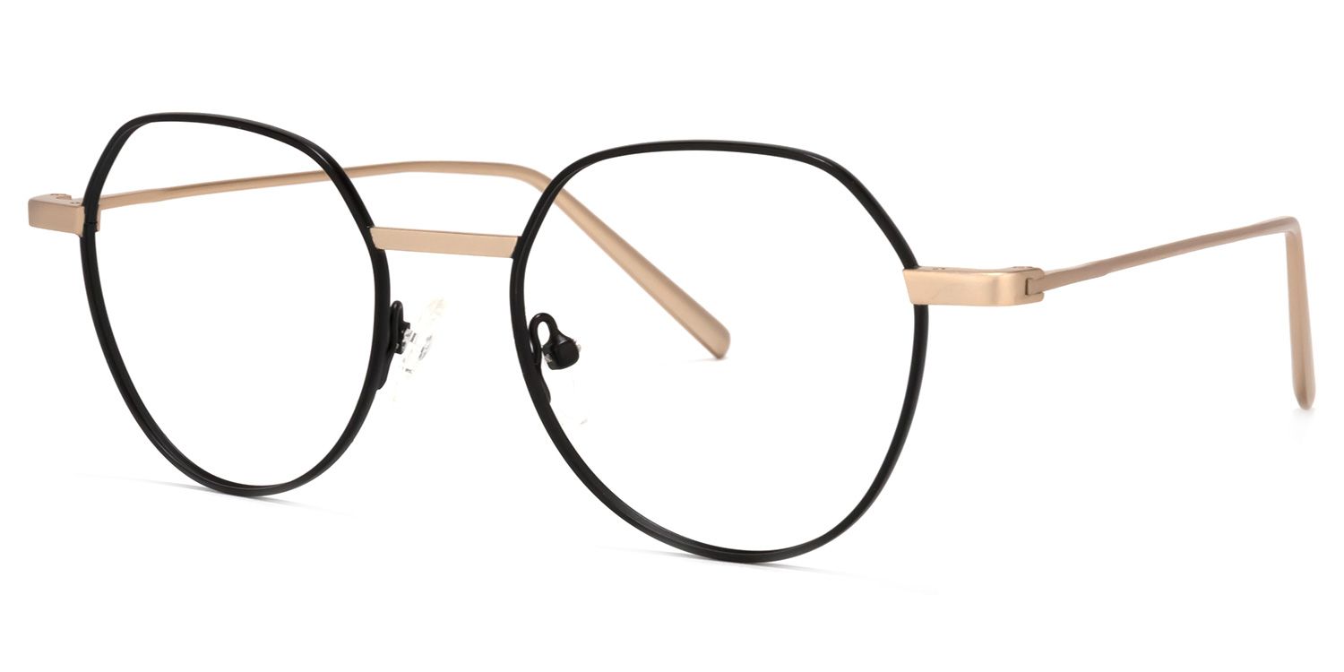 Wilder Schwarz-Gold Rund Brille1