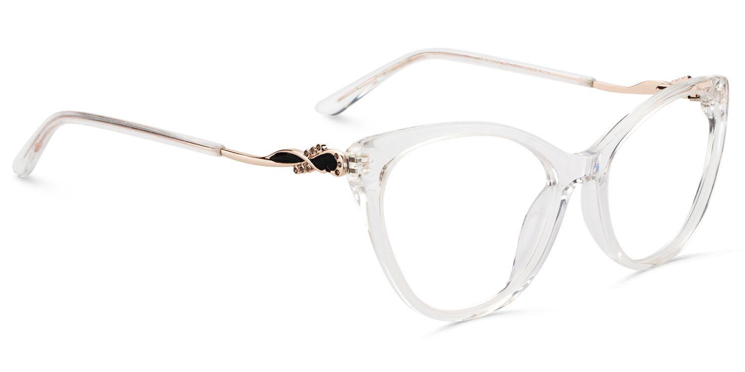 Calypso Weiß Klar Cateye Brille2
