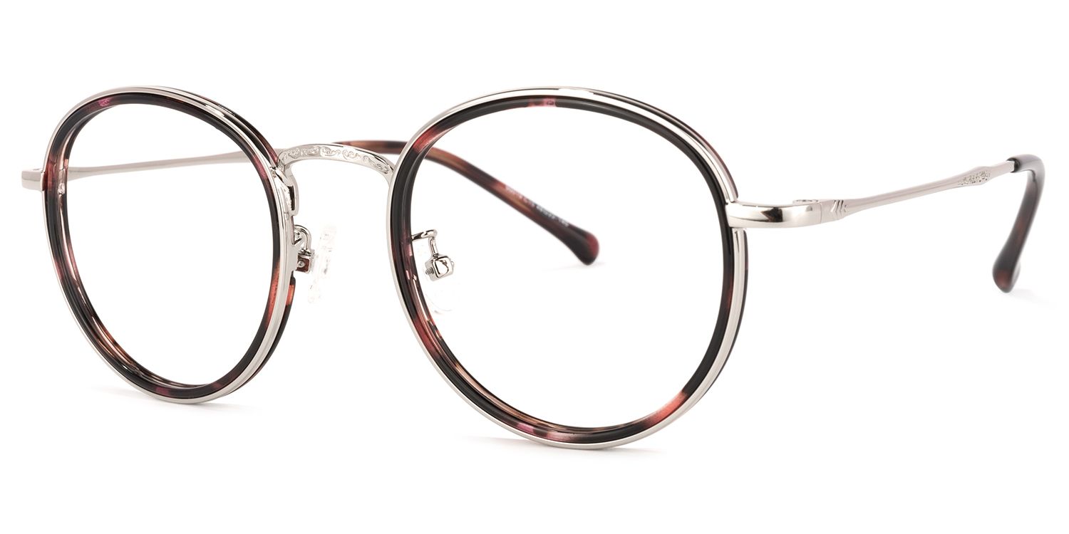 Yahya Blumendruck-Rosa Rund Brille4