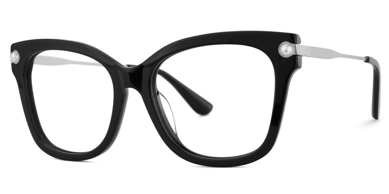 Vernella Schwarz Quadratisch gemischte-materialien Brille2