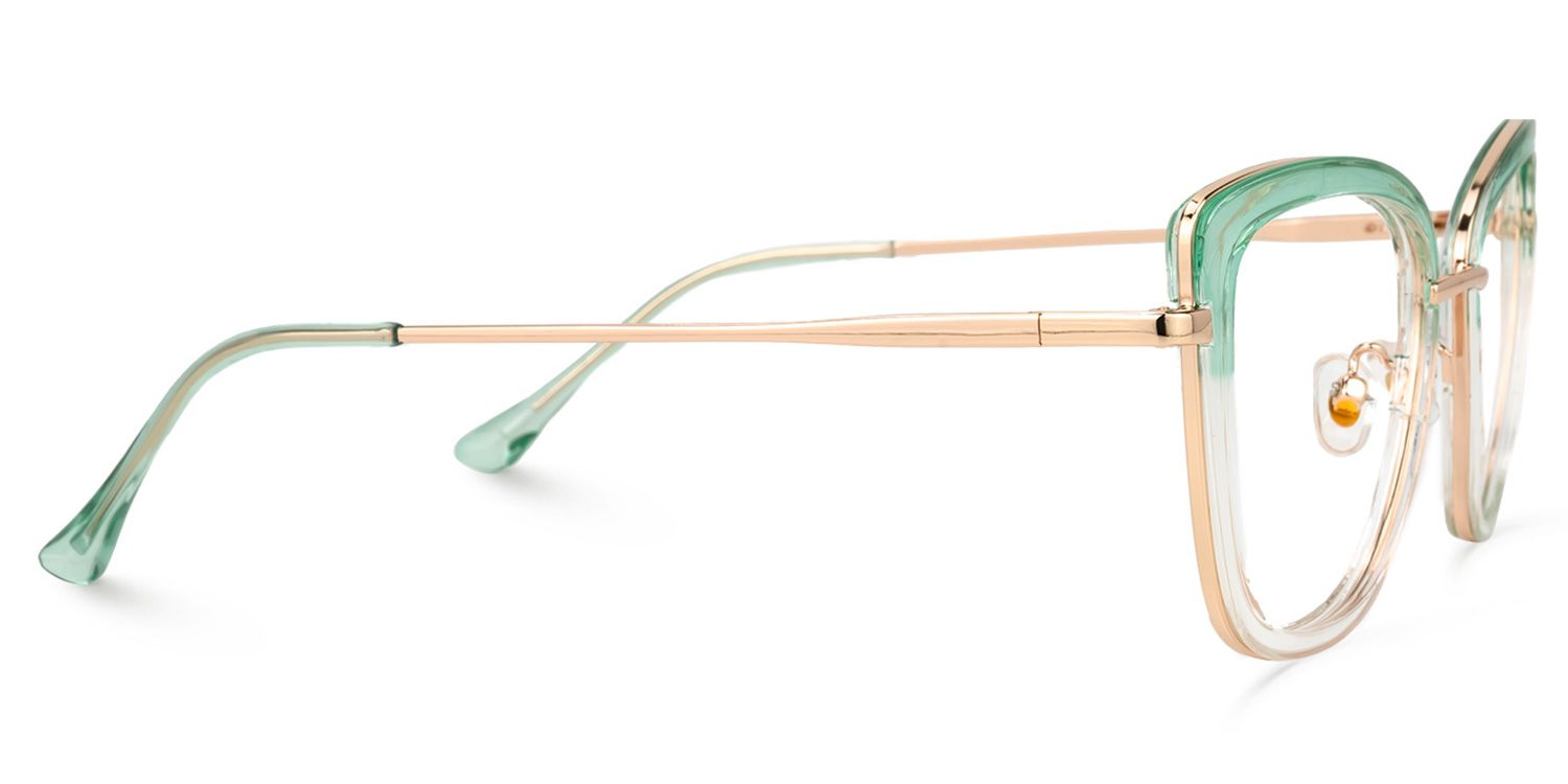Leah Grün Klar Cateye Brille3