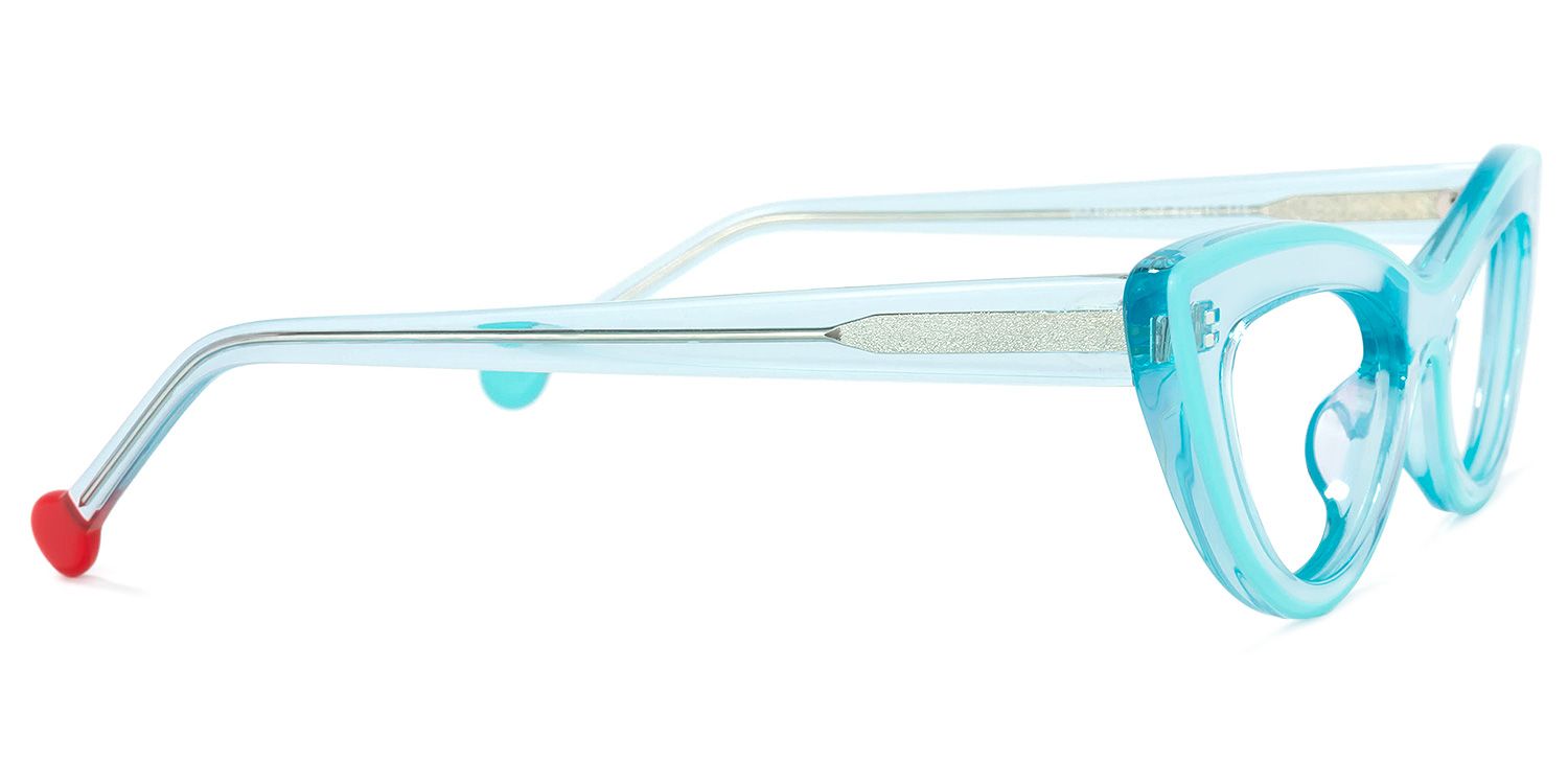 Yuki Blau Klar Cateye Brille3