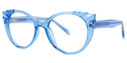 Weston Blau Klar Cateye Brille1