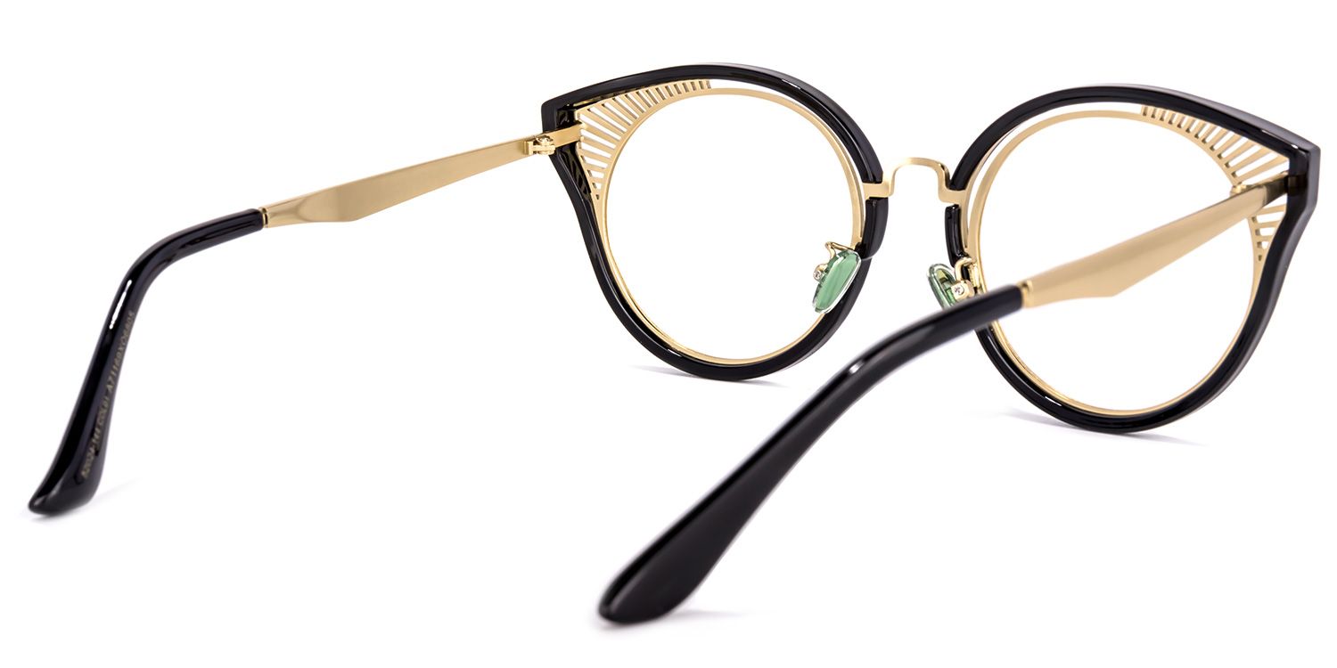 Wiktoria Schwarz Gold Cat Eye Brille4