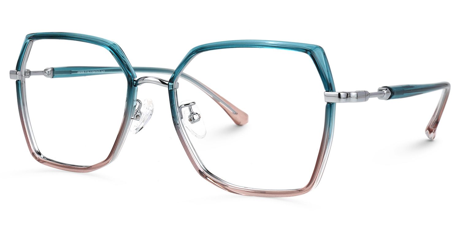 Burt Blau-Rosa Rechteckig Brille1
