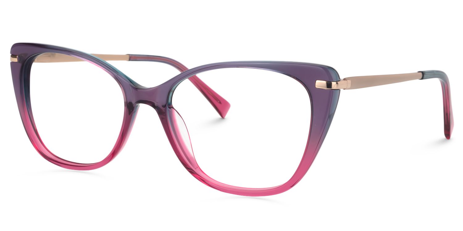 Chanda Klar Lila Cat Eye Brille2