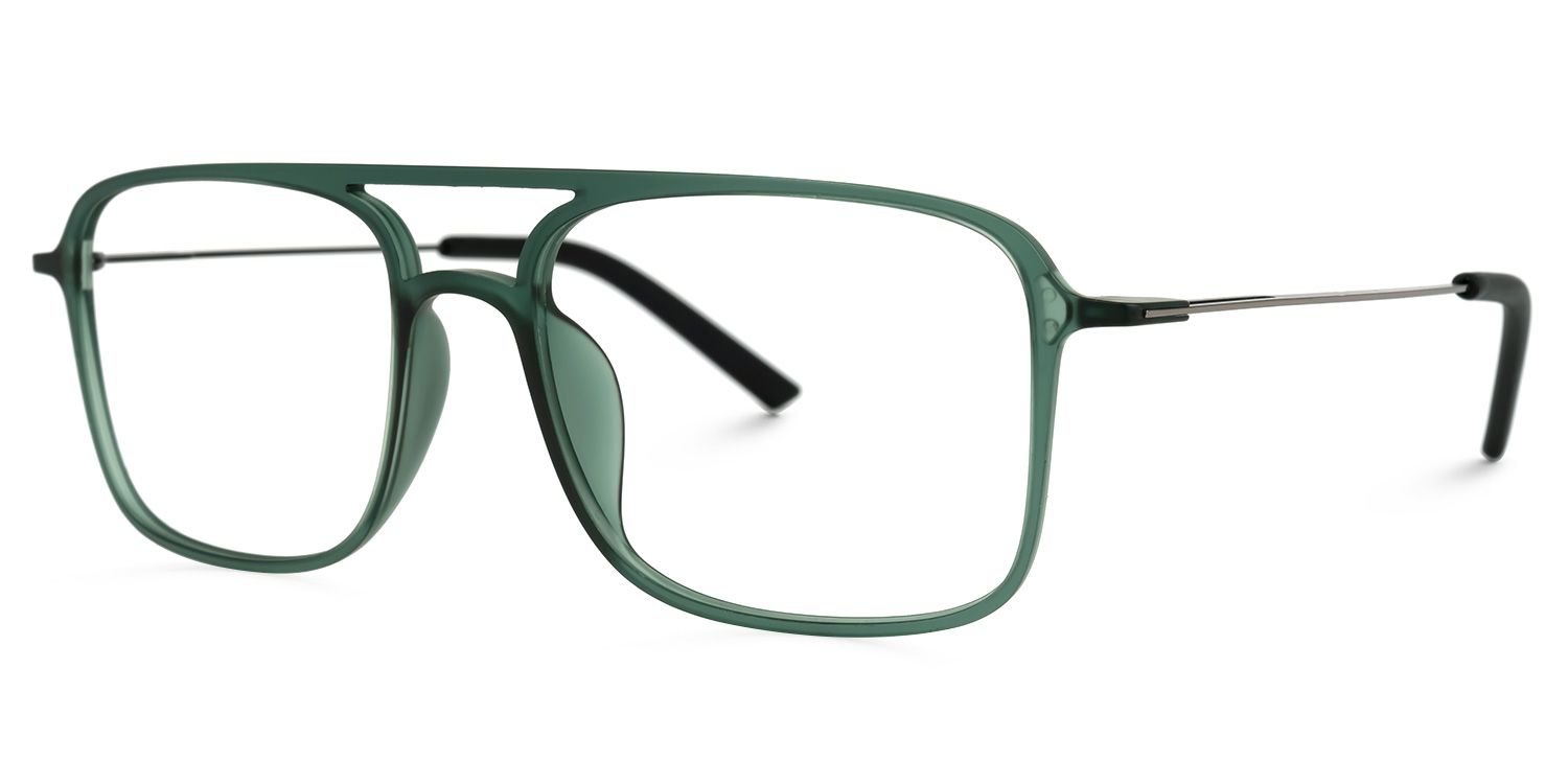 Frederica Dunkelgrün Rechteckig Brille1