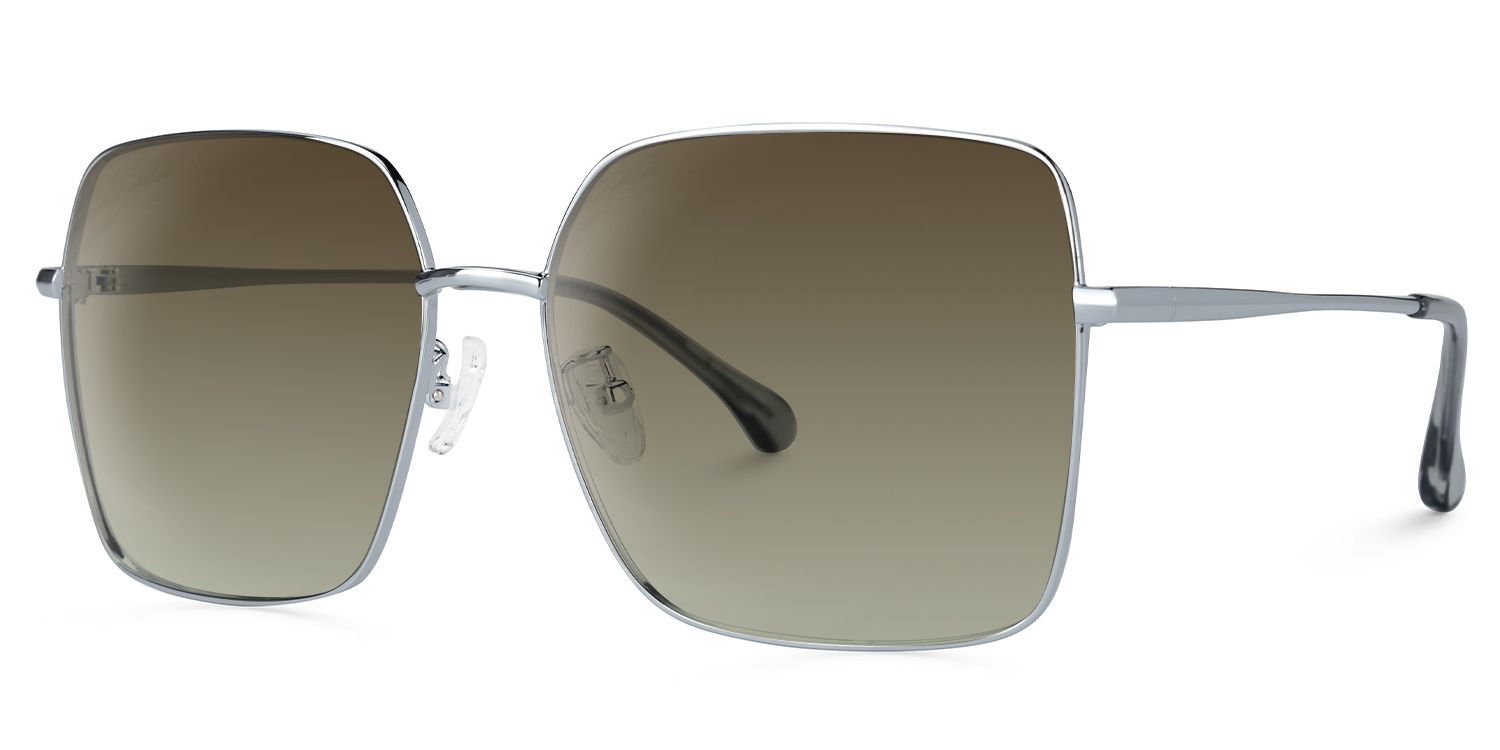 Marlo Metal Silber Rectangle Sonnenbrille | ZEELOOL1
