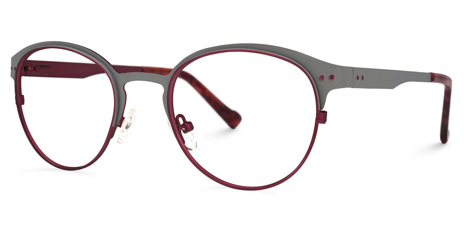 Aimee Rot-Grau Rund Brille1