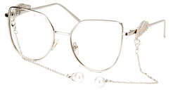 Joshua Silber Geometrisch Brille mit Perlekette4