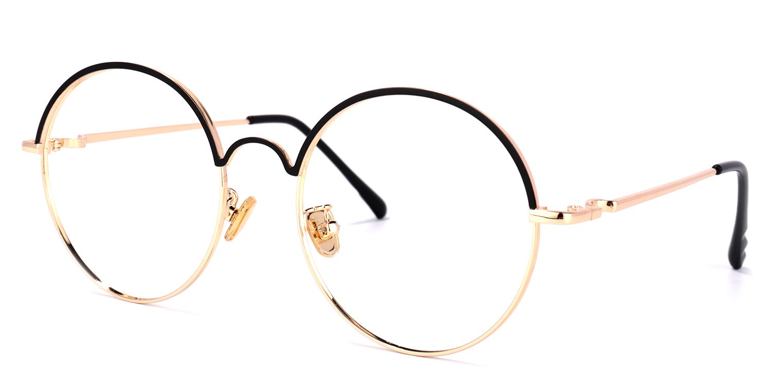 Beverly Schwarz-Gold Rund Brille1