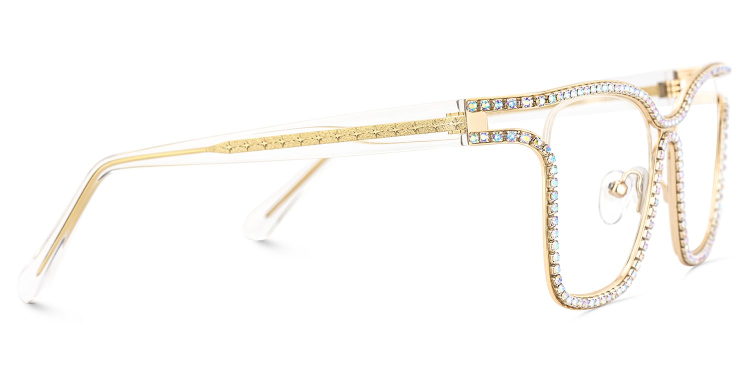 Shine Gold Quadratisch Metall Brille3