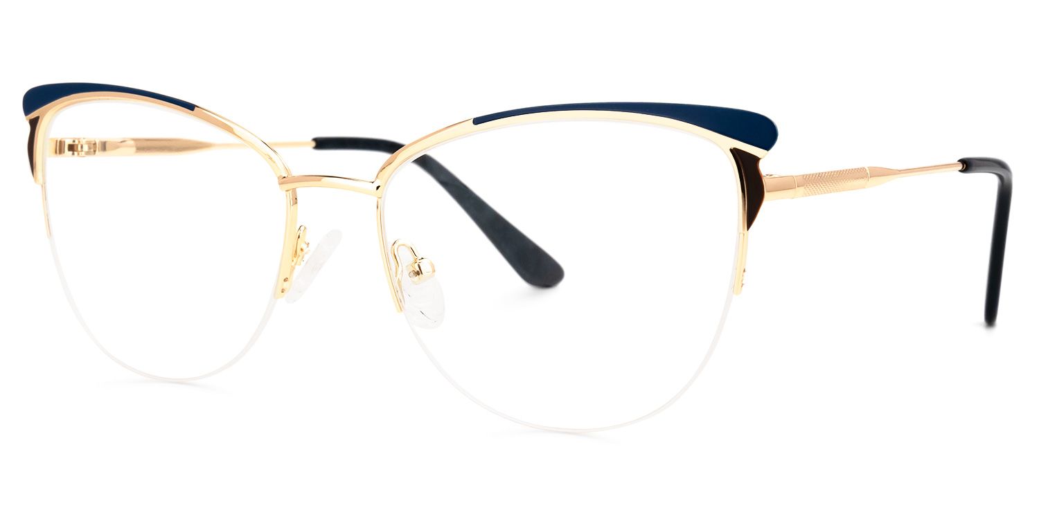 Val Blau-Gold Cateye Brille1