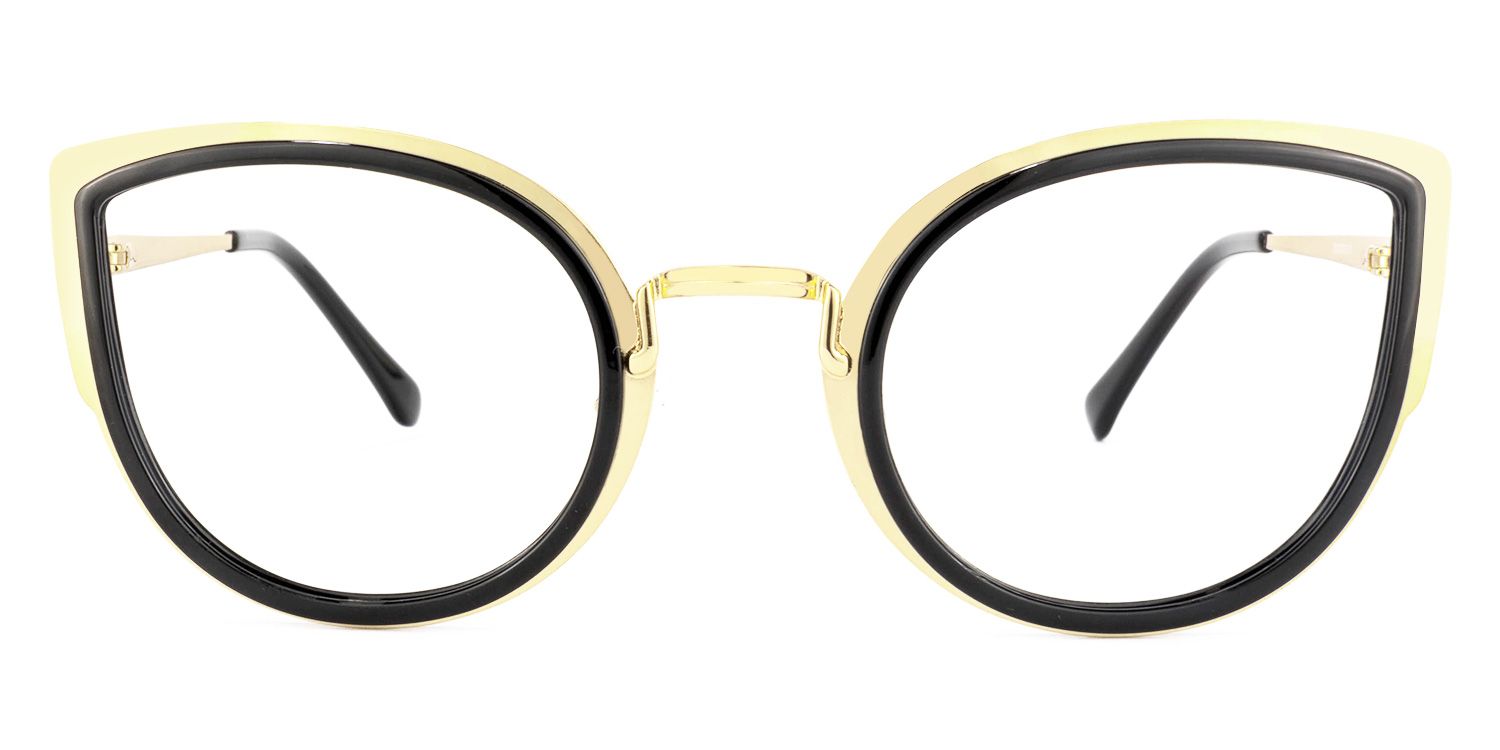 Quillan Schwarz Gold Cat Eye Brille0