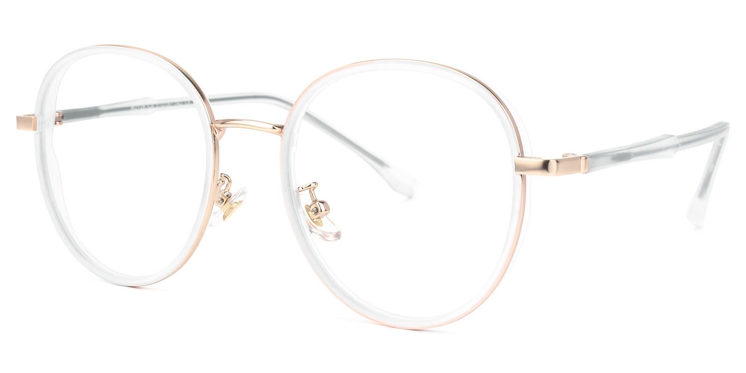 Nakita Weiß-Gold Rund Brille1